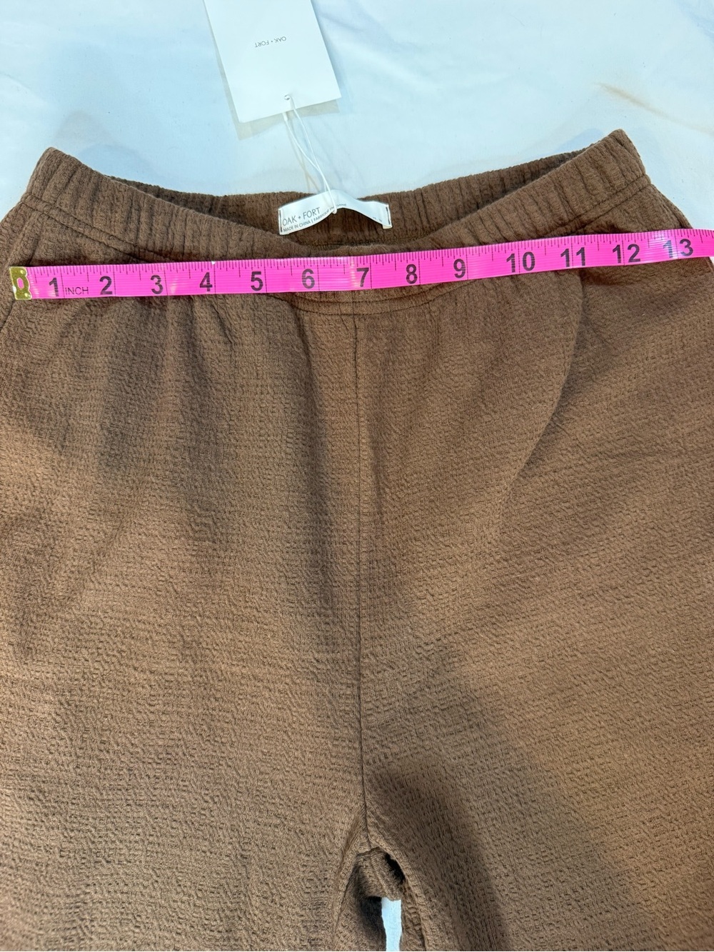 Oak + Fort Brown Ribbed Elastic Waist Straight Leg Pants XS NWT - Picture 5 of 12